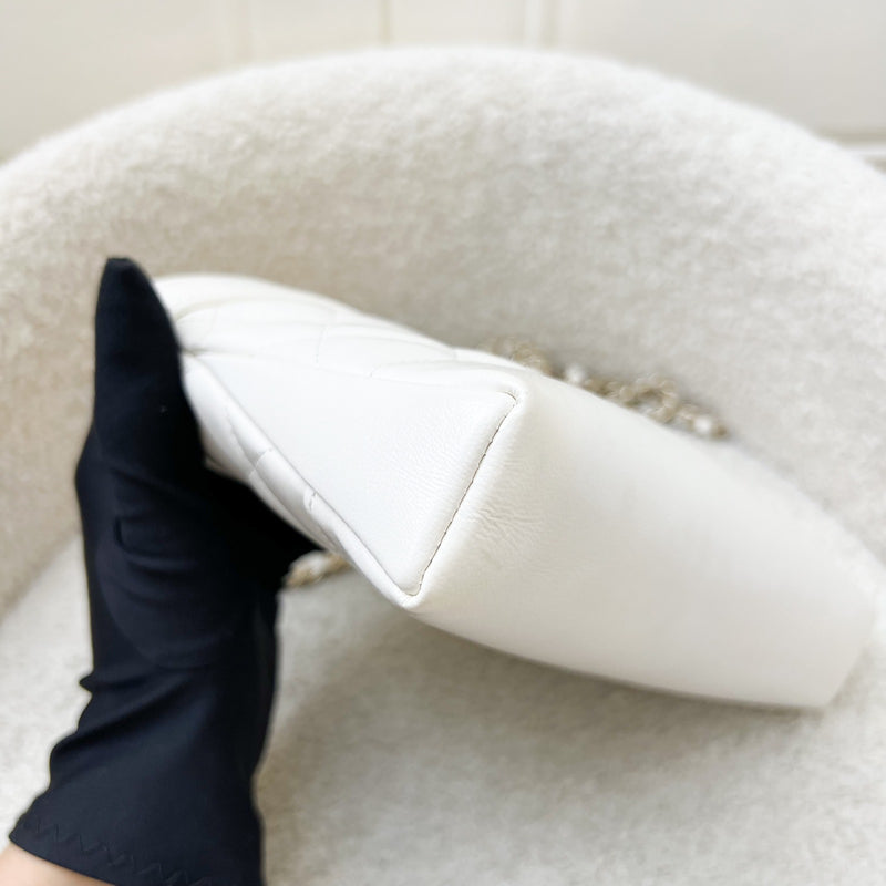 Chanel 31 Nano Shopping Bag in White Shiny Calfskin and LGHW (Model: AP3656)