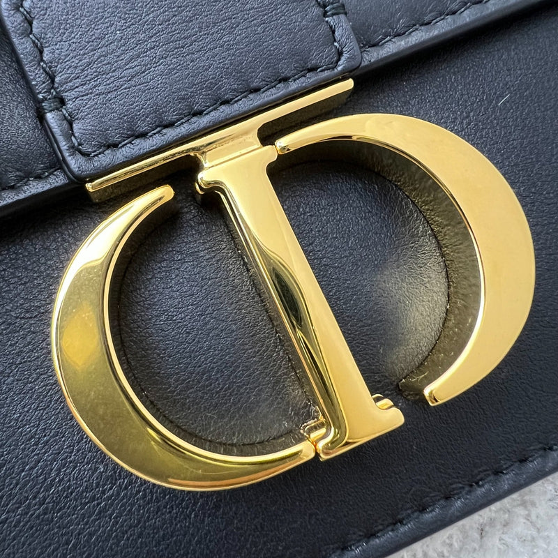Dior 30 Montaigne East-West Bag with Chain in Black Calfskin and GHW (Model: M9334UHEL)