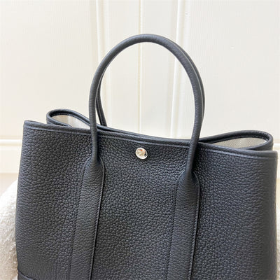 Hermes Garden Party 30 GP30 in Noir Black Negonda Leather and PHW