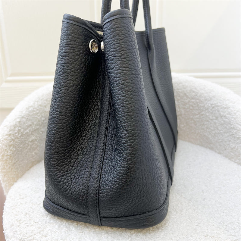 Hermes Garden Party 30 GP30 in Noir Black Negonda Leather and PHW