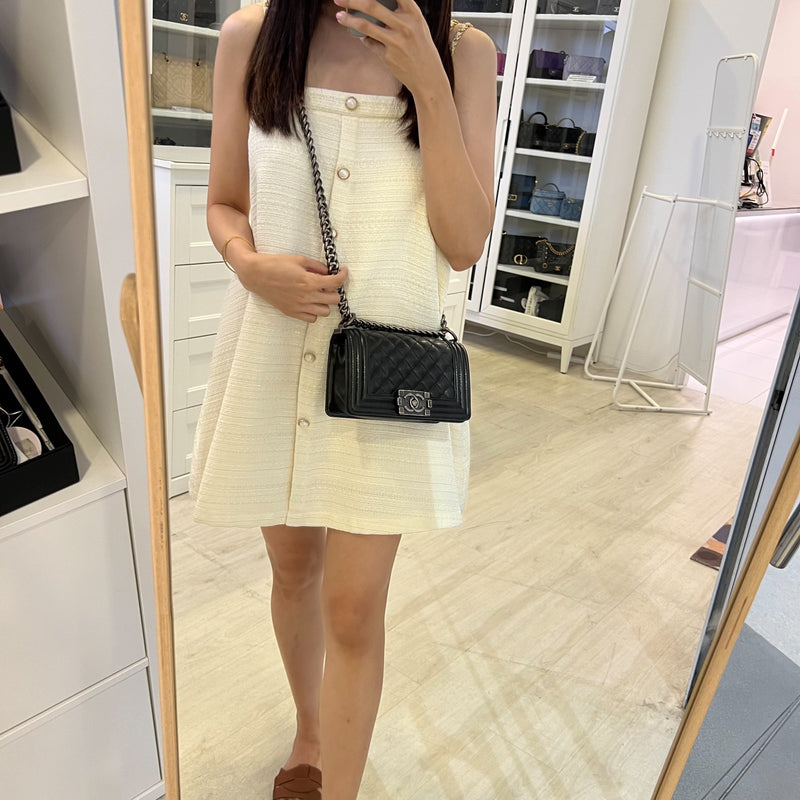 Chanel Small 20cm Boy Flap in Black Caviar and RHW (Model: A67085)