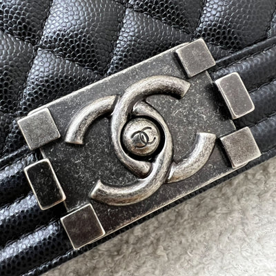 Chanel Small 20cm Boy Flap in Black Caviar and RHW (Model: A67085)