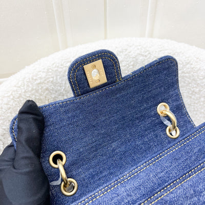 Chanel 23S Chain Handle Mini Flap in Dark Blue Denim and AGHW (Model: AS4051)