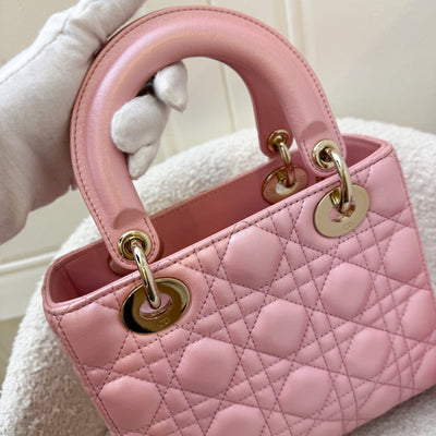 (Nov 2023 Receipt) Dior Small Lady Dior in Iridescent Hibiscus Pink Lambskin and GHW