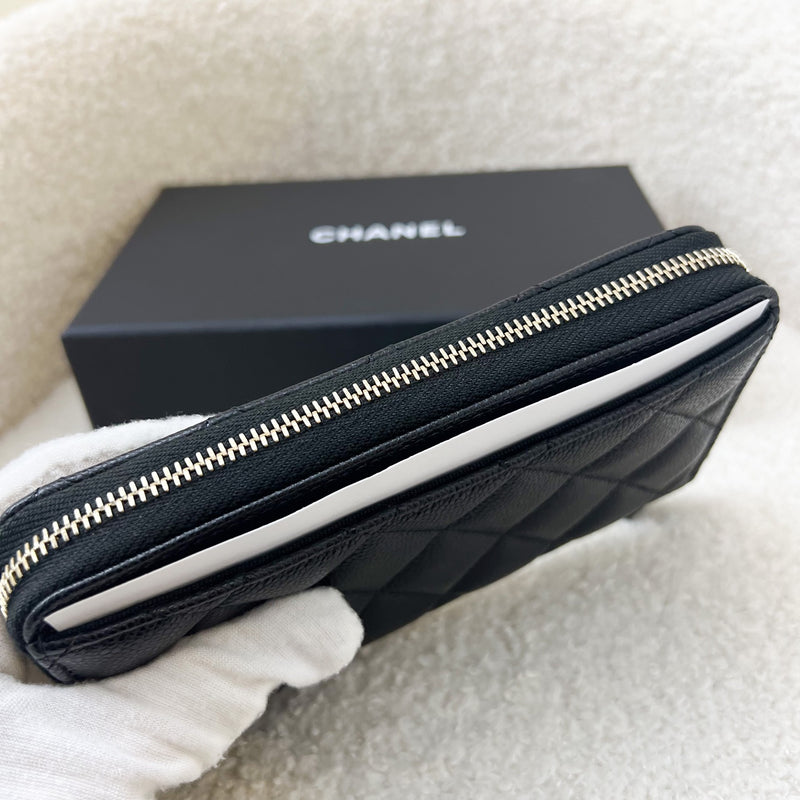 Chanel Medium Zippy Wallet in Black Caviar and GHW