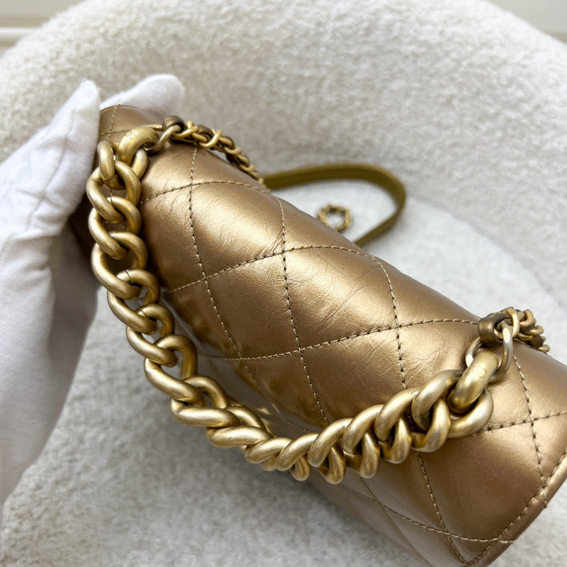 Chanel Seasonal Flap Bag in Gold Shiny Calfskin / Caviar and AGHW