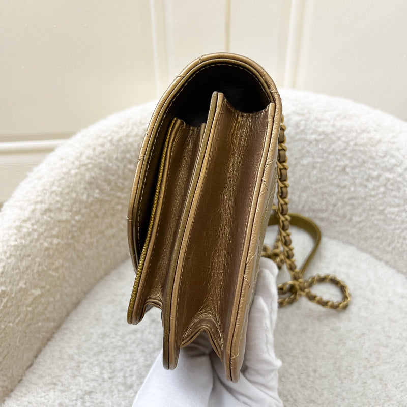 Chanel Seasonal Flap Bag in Gold Shiny Calfskin / Caviar and AGHW