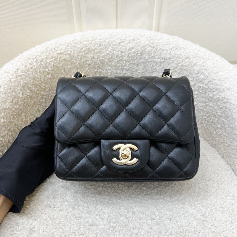 Chanel Classic Square Mini Flap in Black Lambskin and LGHW (Model: A35200)