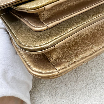 Chanel Seasonal Flap Bag in Gold Shiny Calfskin / Caviar and AGHW
