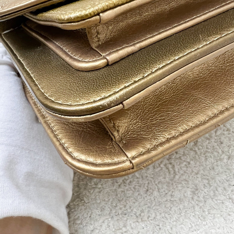 Chanel Seasonal Flap Bag in Gold Shiny Calfskin / Caviar and AGHW