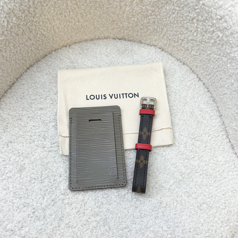 LV Luggage Tag in Dark Orange / Taupe / Red Epi Leather and Monogram Canvas