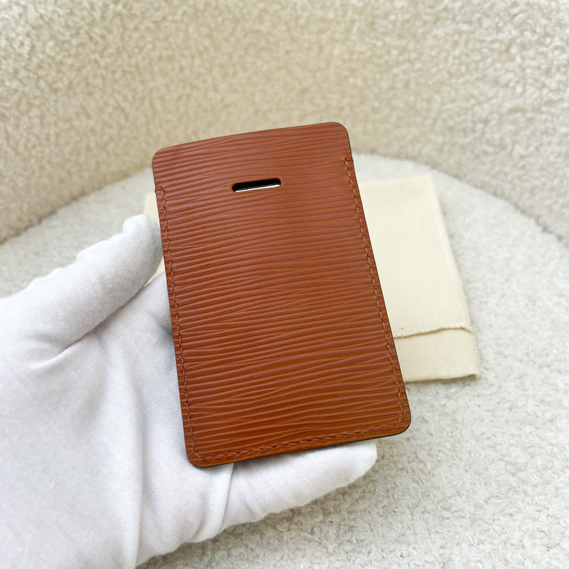 LV Luggage Tag in Dark Orange / Taupe / Red Epi Leather and Monogram Canvas