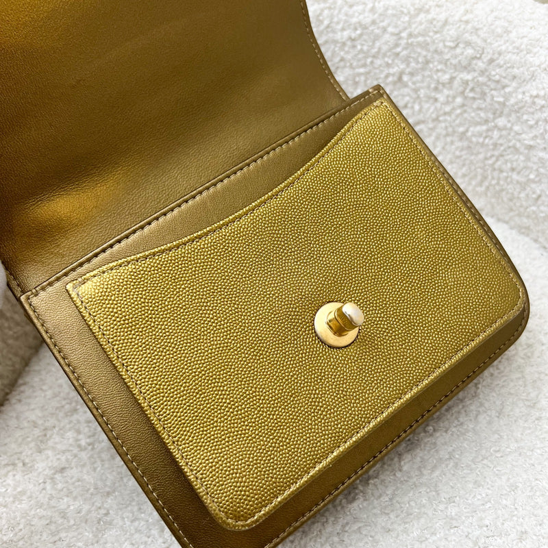 Chanel Seasonal Flap Bag in Gold Shiny Calfskin / Caviar and AGHW