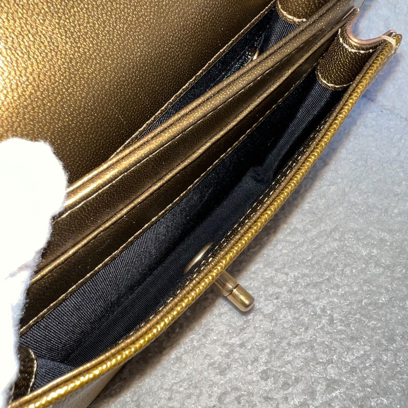 Chanel Seasonal Flap Bag in Gold Shiny Calfskin / Caviar and AGHW