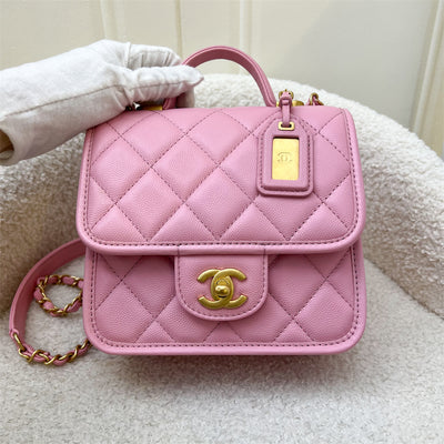 Chanel 22K Seasonal Flap with Top Handle in Pink Caviar AGHW