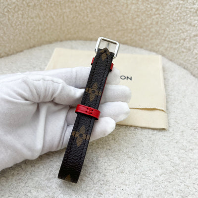 LV Luggage Tag in Dark Orange / Taupe / Red Epi Leather and Monogram Canvas