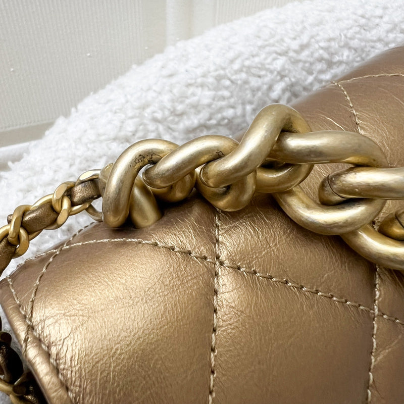 Chanel Seasonal Flap Bag in Gold Shiny Calfskin / Caviar and AGHW