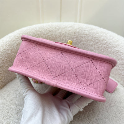 Chanel 22K Seasonal Flap with Top Handle in Pink Caviar AGHW