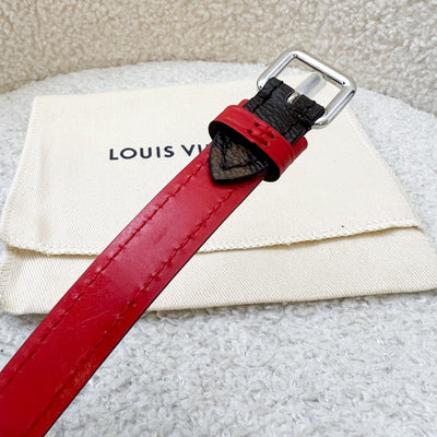 LV Luggage Tag in Dark Orange / Taupe / Red Epi Leather and Monogram Canvas