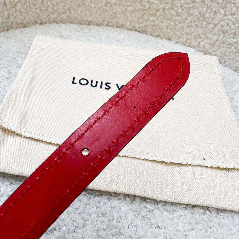 LV Luggage Tag in Dark Orange / Taupe / Red Epi Leather and Monogram Canvas