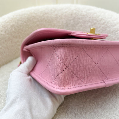 Chanel 22K Seasonal Flap with Top Handle in Pink Caviar AGHW