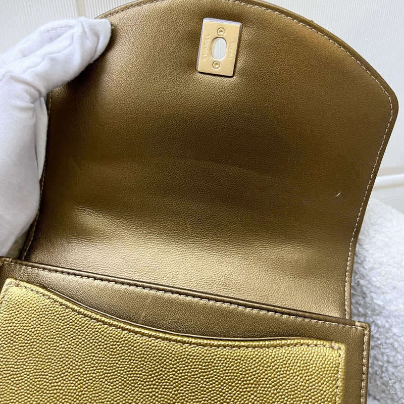 Chanel Seasonal Flap Bag in Gold Shiny Calfskin / Caviar and AGHW