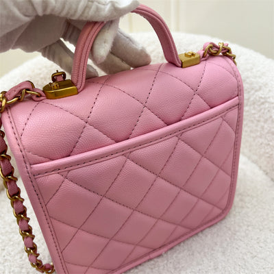 Chanel 22K Seasonal Flap with Top Handle in Pink Caviar AGHW