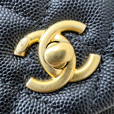 Chanel Small 24cm Coco Handle Flap in Black Caviar and AGHW (Model: A92990)