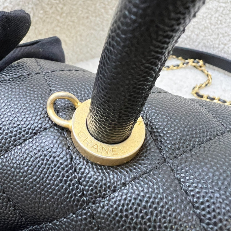 Chanel Small 24cm Coco Handle Flap in Black Caviar and AGHW (Model: A92990)