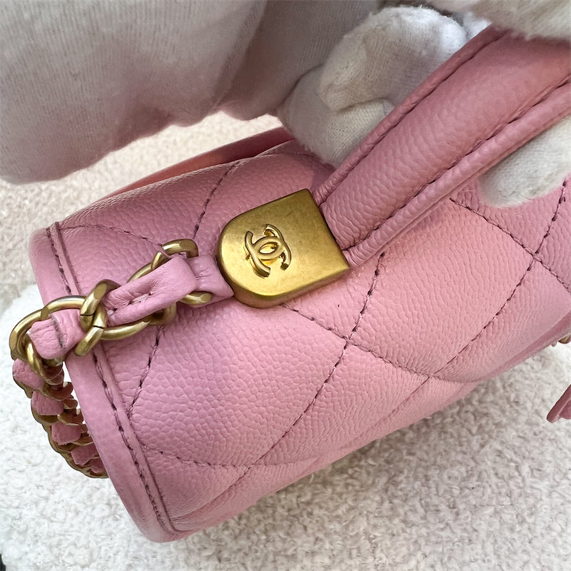 Chanel 22K Seasonal Flap with Top Handle in Pink Caviar AGHW