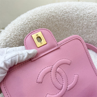 Chanel 22K Seasonal Flap with Top Handle in Pink Caviar AGHW