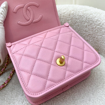 Chanel 22K Seasonal Flap with Top Handle in Pink Caviar AGHW