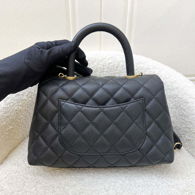 Chanel Small 24cm Coco Handle Flap in Black Caviar and AGHW (Model: A92990)