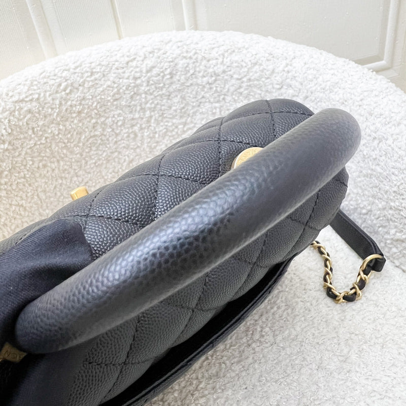 Chanel Small 24cm Coco Handle Flap in Black Caviar and AGHW (Model: A92990)