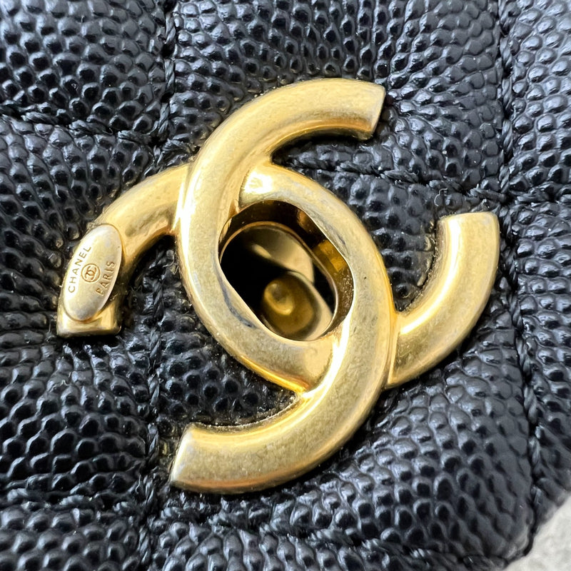 Chanel Small 24cm Coco Handle Flap in Black Caviar and AGHW (Model: A92990)