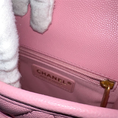 Chanel 22K Seasonal Flap with Top Handle in Pink Caviar AGHW