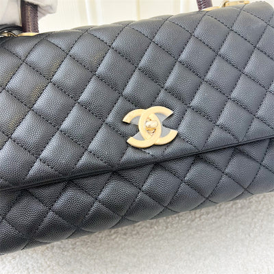 Chanel Medium 29cm Coco handle in Black Caviar, Burgundy Lizard Embossed Calfskin Handle and AGHW