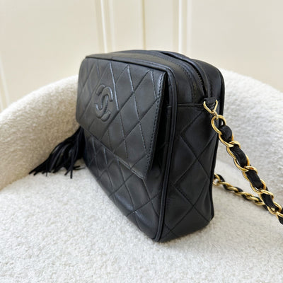 Chanel Vintage Front Flap Camera Bag in Black Lambskin and 24K GHW