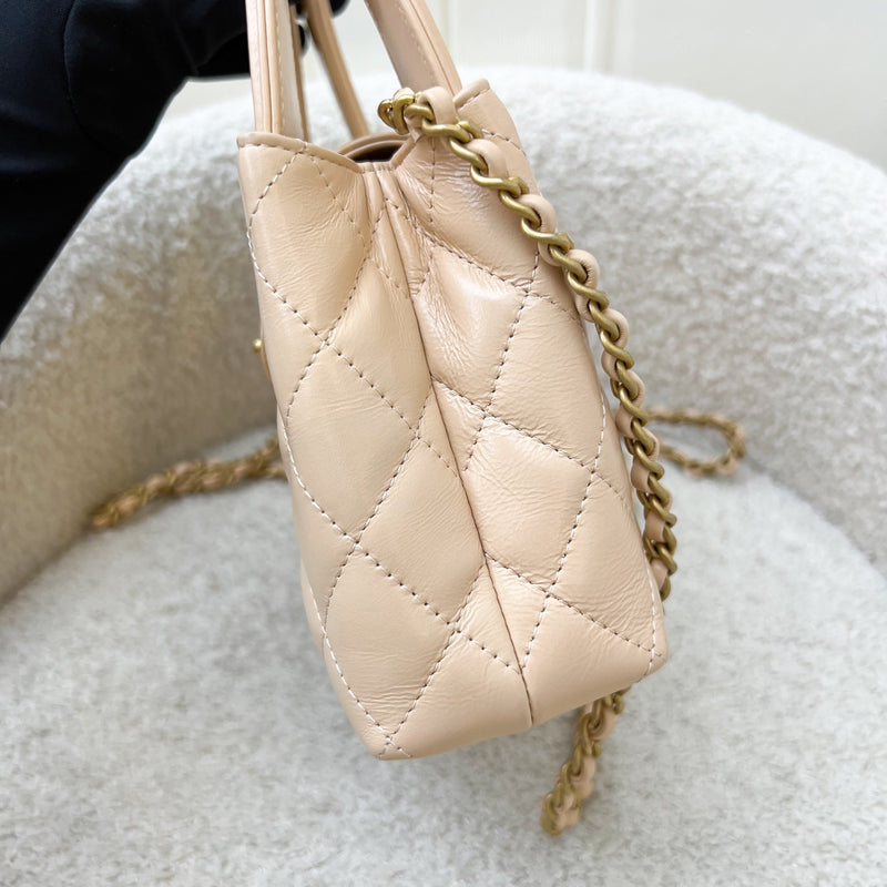 Chanel Mini / Small Kelly Bag in 25C Beige Shiny Distressed Calfskin and AGHW (Model: AS4416)