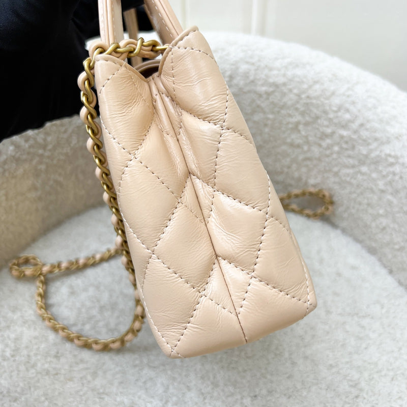 Chanel Mini / Small Kelly Bag in 25C Beige Shiny Distressed Calfskin and AGHW (Model: AS4416)