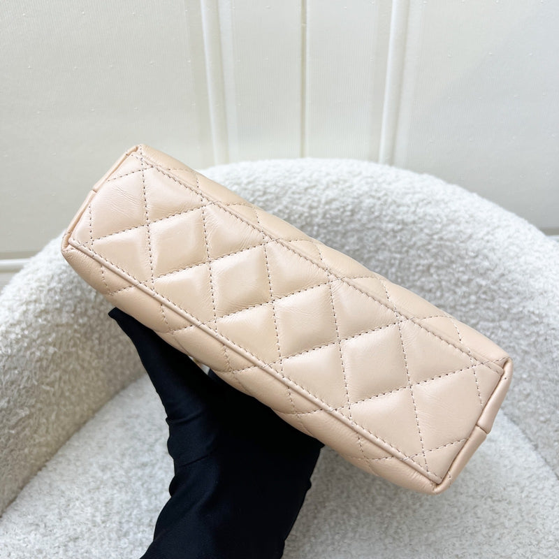 Chanel Mini / Small Kelly Bag in 25C Beige Shiny Distressed Calfskin and AGHW (Model: AS4416)