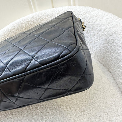 Chanel Vintage Front Flap Camera Bag in Black Lambskin and 24K GHW