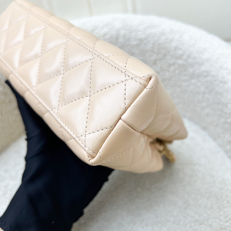 Chanel Mini / Small Kelly Bag in 25C Beige Shiny Distressed Calfskin and AGHW (Model: AS4416)