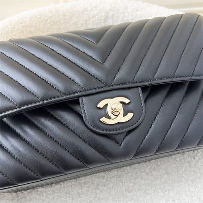 Chanel Medium Classic Flap CF in Chevron Quilted Black Lambskin and LGHW