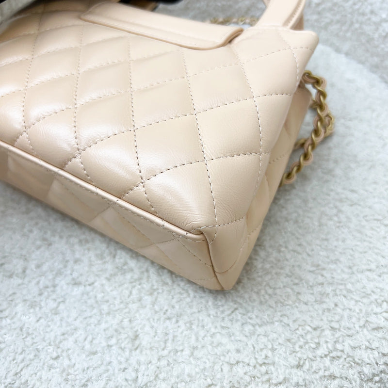 Chanel Mini / Small Kelly Bag in 25C Beige Shiny Distressed Calfskin and AGHW (Model: AS4416)