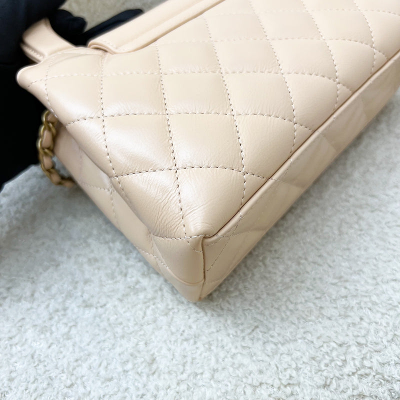 Chanel Mini / Small Kelly Bag in 25C Beige Shiny Distressed Calfskin and AGHW (Model: AS4416)