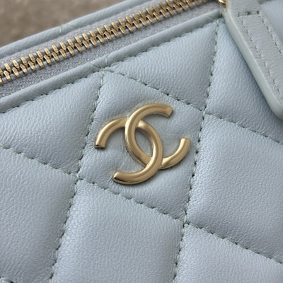 Chanel Classic Top Handle Small Vanity in 21K Baby Blue Lambskin LGHW