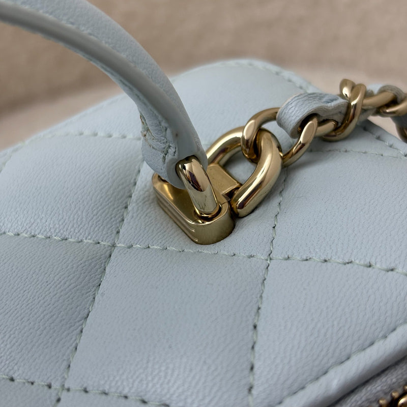 Chanel Classic Top Handle Small Vanity in 21K Baby Blue Lambskin LGHW