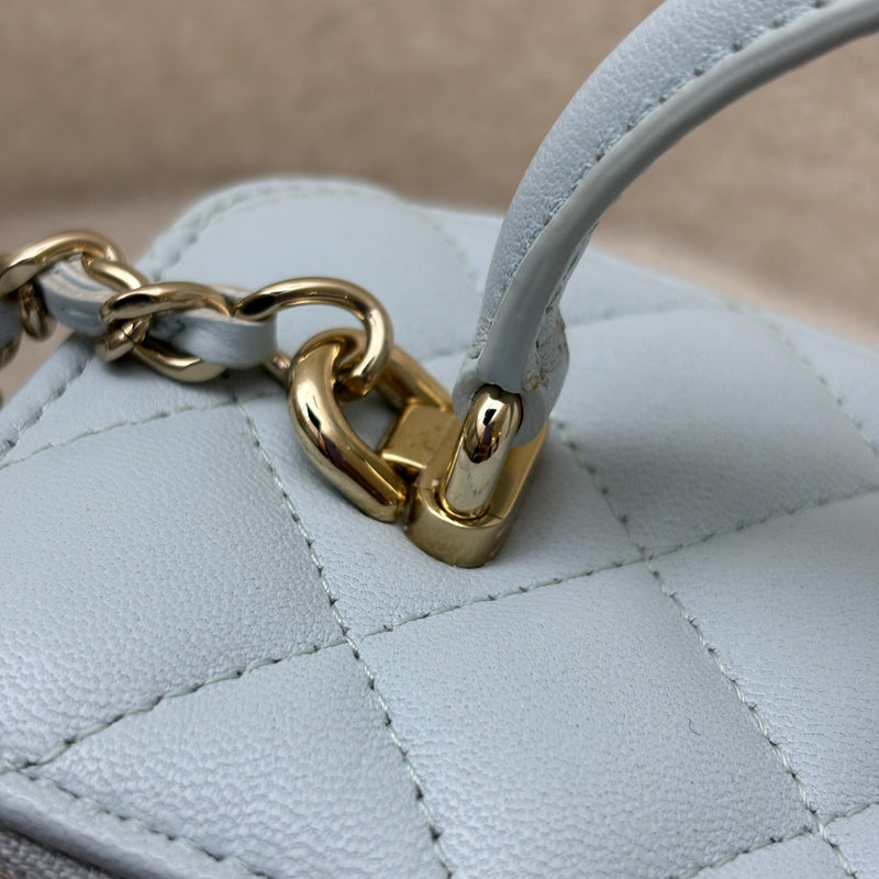 Chanel Classic Top Handle Small Vanity in 21K Baby Blue Lambskin LGHW