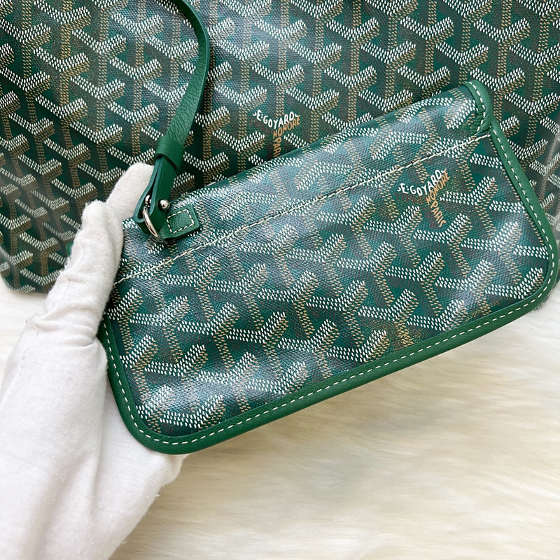 Goyard Saint Louis PM Tote in Green Signature Goyardine Canvas